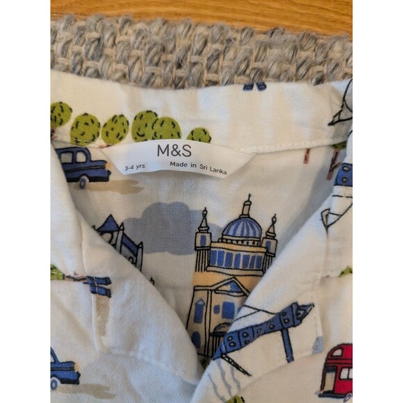M&S Marks and Spencer London England UK Themed Flannel Pajama Set Kids Boys 3-4 - Picture 4 of 9